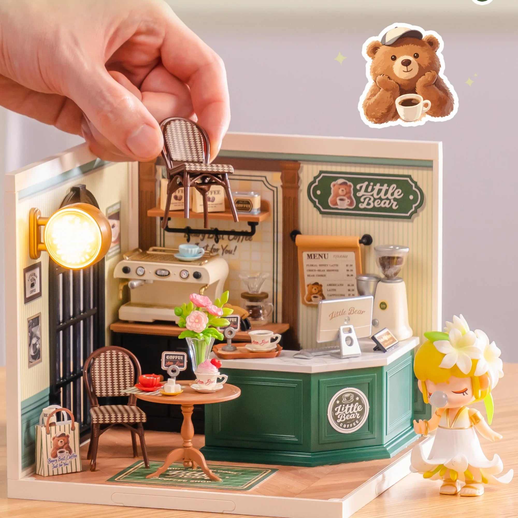 Rolife DIY Miniature House Kit Super Creator Serious Perfect Romance Café Dollhouse 3D Puzzle Model Building Kit Home Desk Decor