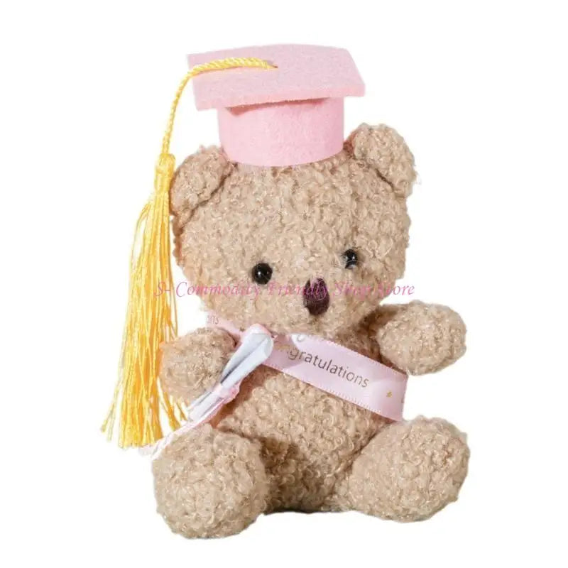 85AE Stuffed Bear in Bachelors Hat Graduation Hat Stuffed Bear Bachelors Party Souvenir