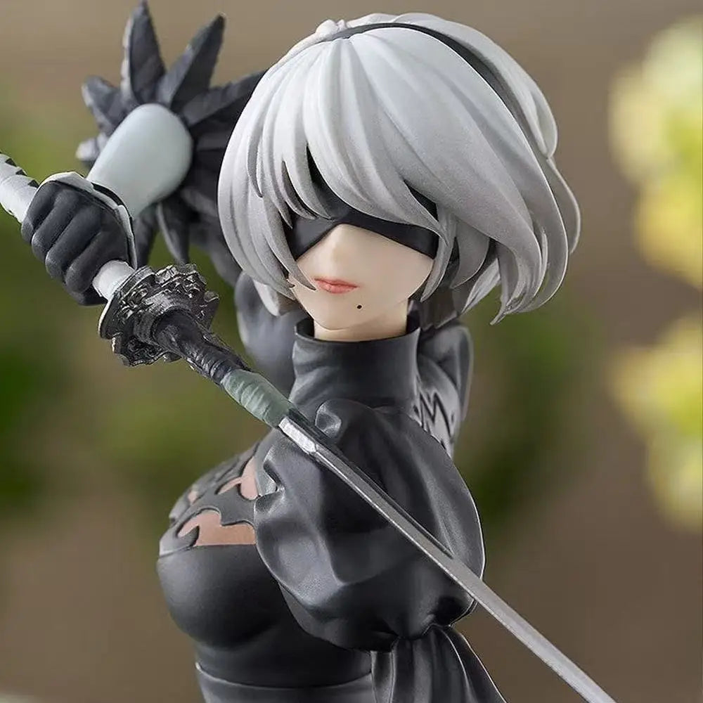 Hot 18CM Yorha 2B Black and White Series Anime Figure PVC Collectible Action Figures Model Doll Statuette Gift