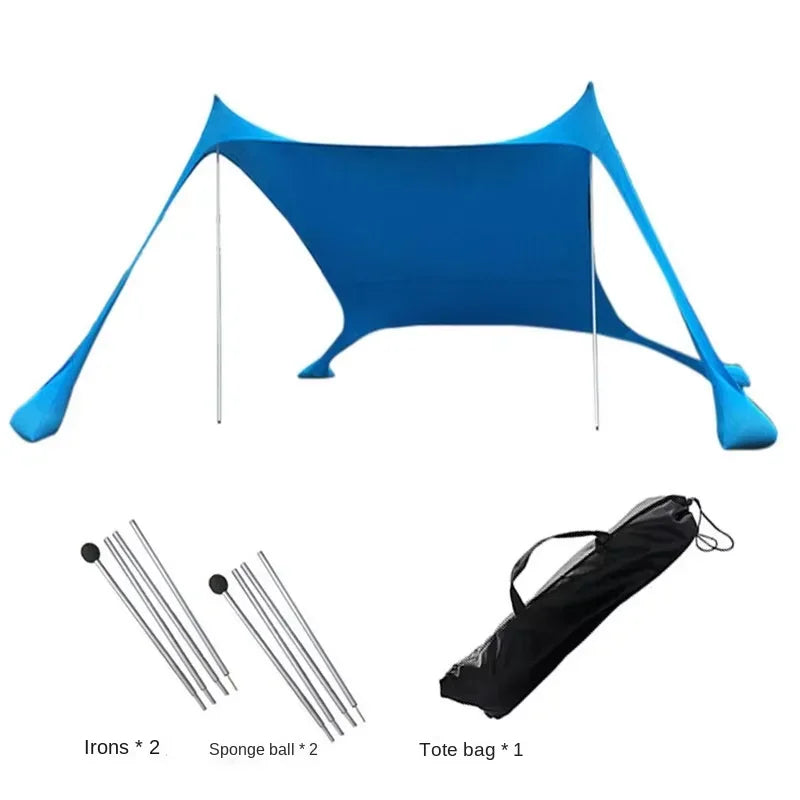 Camping Tent Outdoor Beach Awning UPF50+ Windproof All-in-One Beach Tent Portable Camping Picnic Outdoor Sun Protection Awning