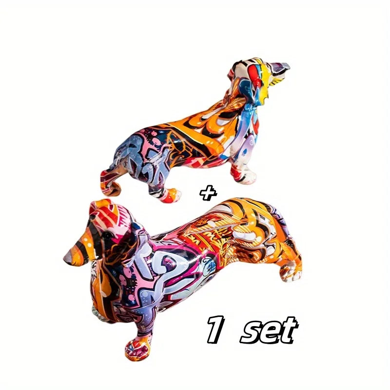 Creative  Home Modern Painted Colorful Dachshund Dog Decoration Wine Cabinet Office Decor Desktop  Crafts