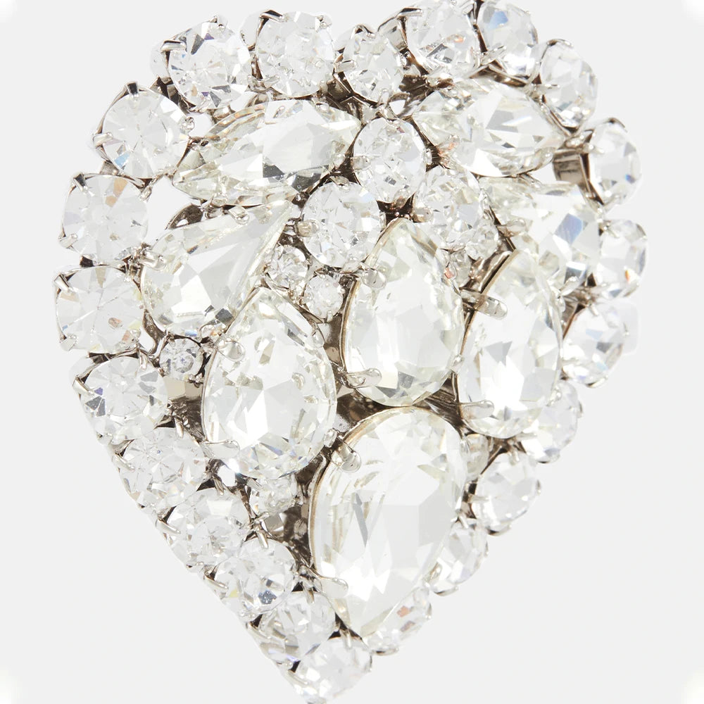 Stonefans Luxury Rhinestone Heart Ear Clip Earrings 2023 for Women No Piercing Accessories Crystal Earrings Clips Large Jewelry