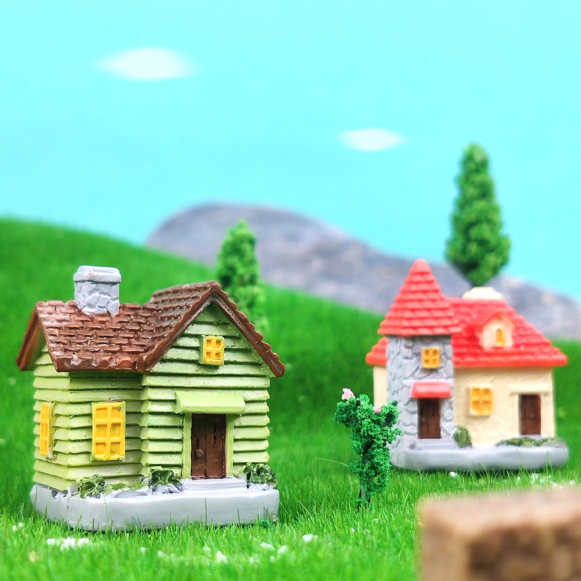 Decor Resin Ornament Miniature Fairy Garden House Villa Miniature Landscape Bonsai Decor Outdoor DIY Dolls House Decoration