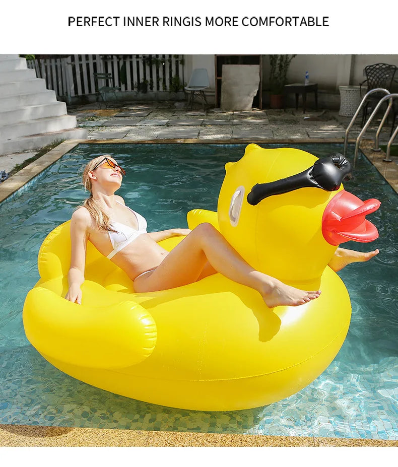 Thickened Swimming Pool Floating Bed Air Mattress Giant Duck Inflatable Pool Water Lounge Chair Suitable For Pool & Beach Party