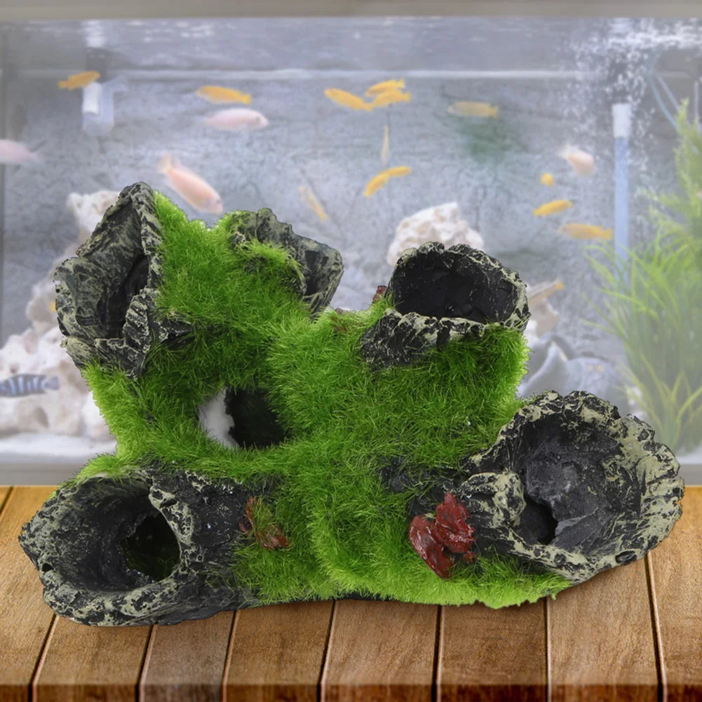 Resin Breeding Hiding Cave Decorative Props Breeding Tree Shelter Crafts Arts Habitat Landscaping Decor for Aquarium Landscaping