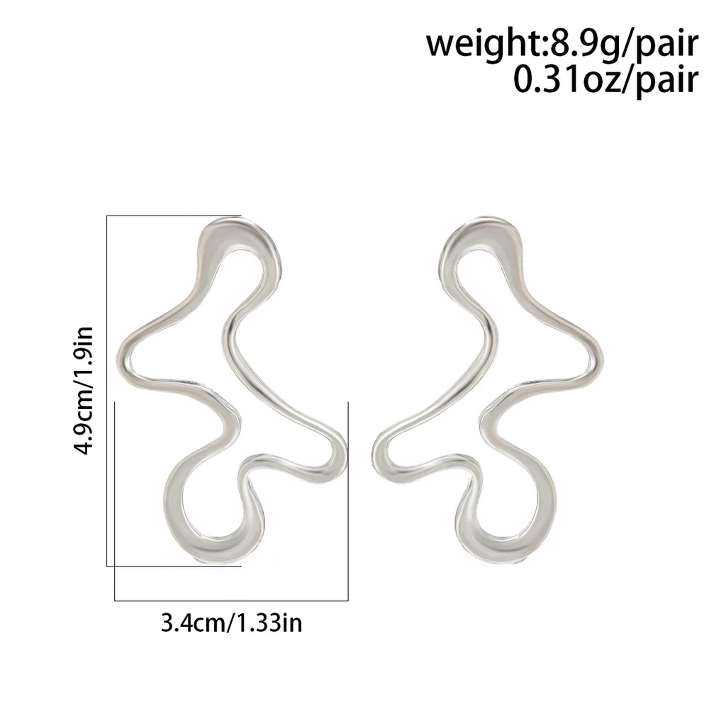 IngeSight.Z Minimalist Irregular Hollow Geometry Metal Stud Earrings Punk Statement Gold Color Earring Women's Charm Ear Jewelry