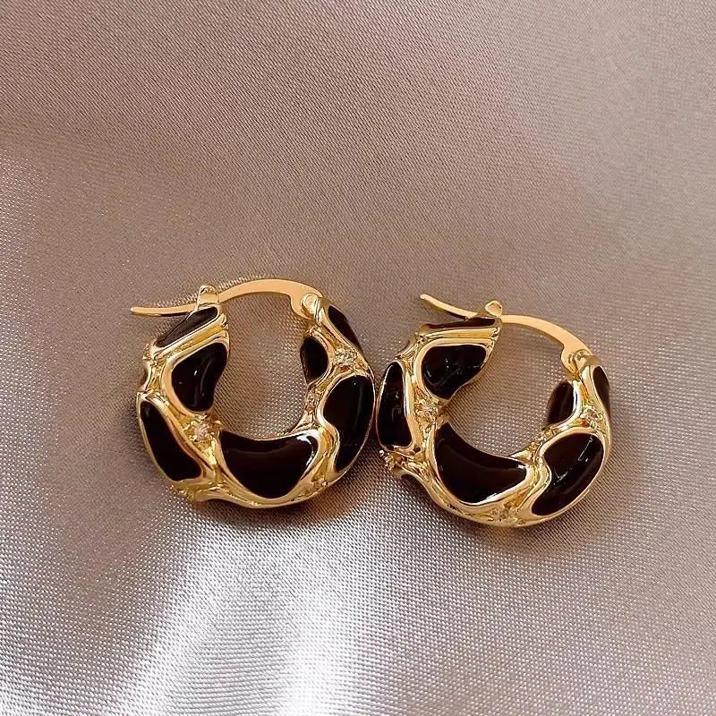 Stainless Steel Hoop Earrings for Women Girls Trendy Elegant Enamel Color Ear Loops Wedding Accessories Creative Jewelry Gifts