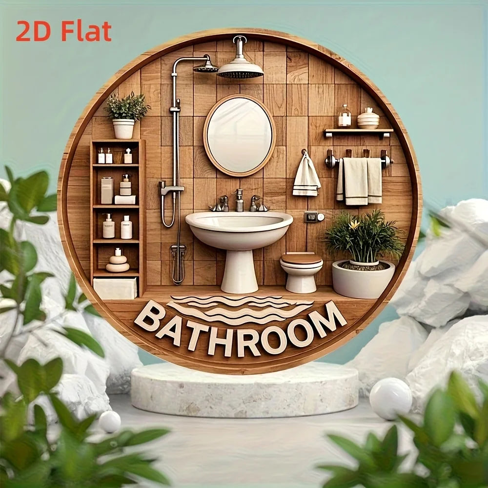 2D Flat, 2D Flat Classic Round Wooden Wall Hanging Decor, Manufactured Wood, Style Retro, No Electricity Required, Suitable for