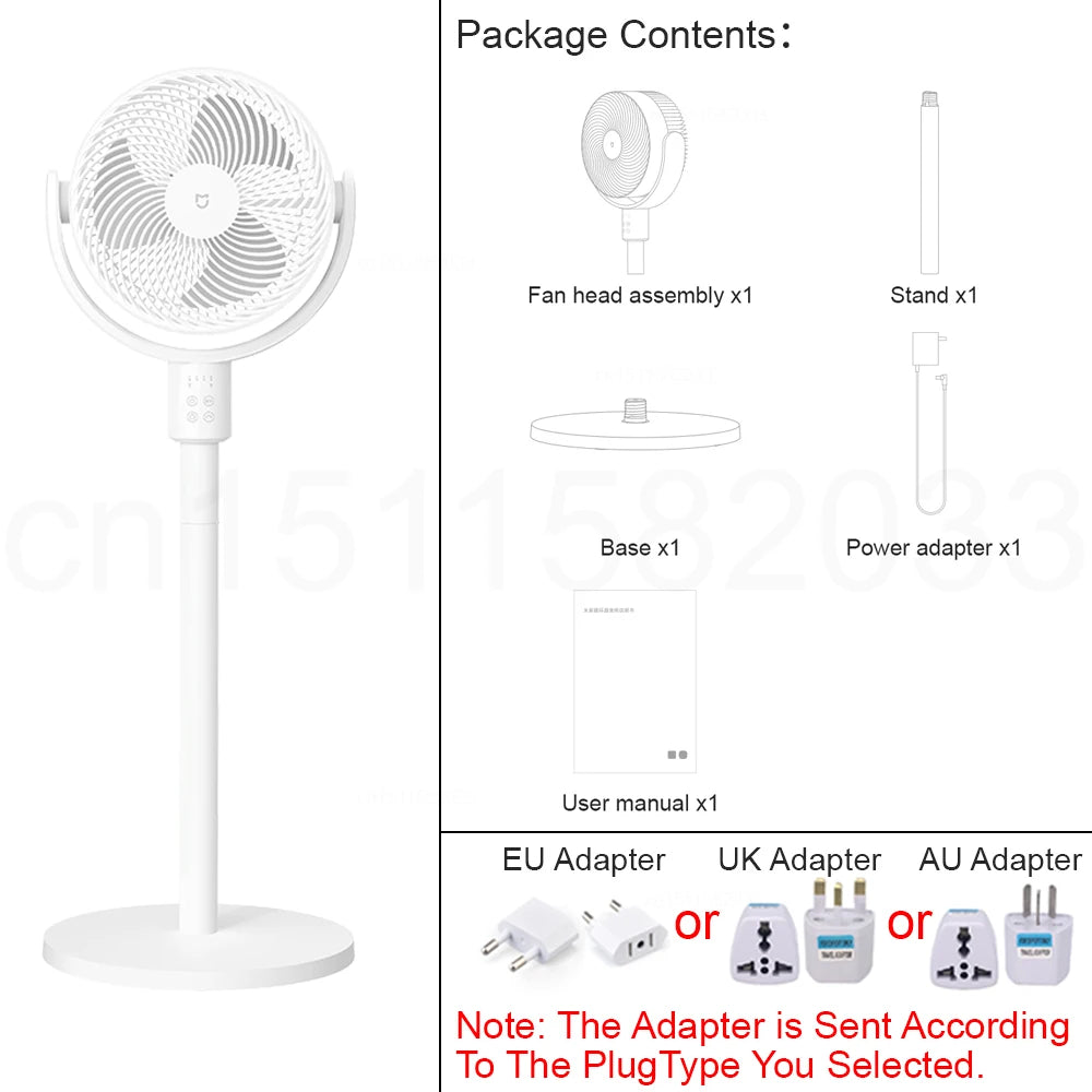 MIJIA Circulating Fan,120°+105° Smart Oscillating Floor Fans With App Control For Bedroom,Retractable,4 Speeds,2 Mode,CN Version