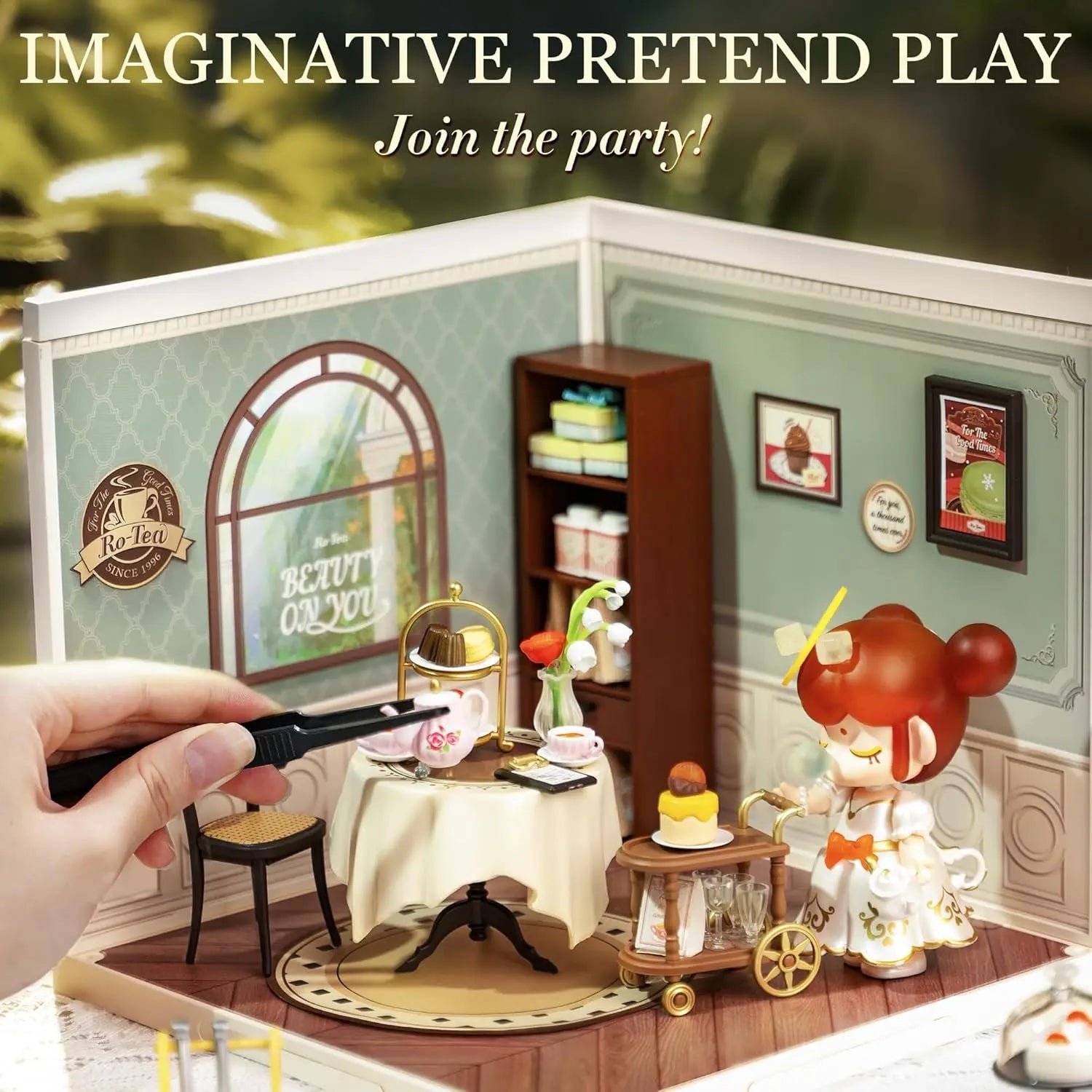 Rolife DIY Miniature House Kit Sweet Sips Tea Super Creator Dollhouse 3D Puzzle Model Building Kit with LED Light for Home Decor
