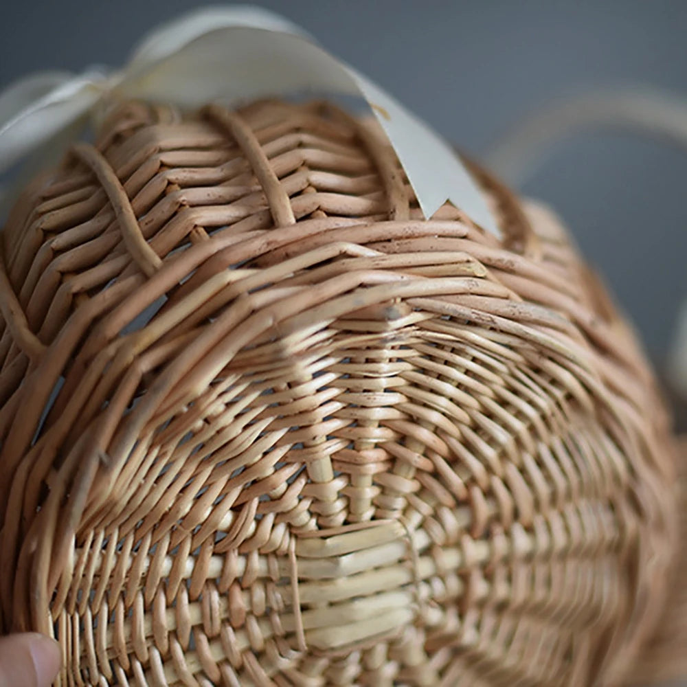 Boho Flower Girls Basket Wedding Flower Girl Baskets with Handle Wicker Picnic Basket Handmade Rattan Flower Basket Home Decor
