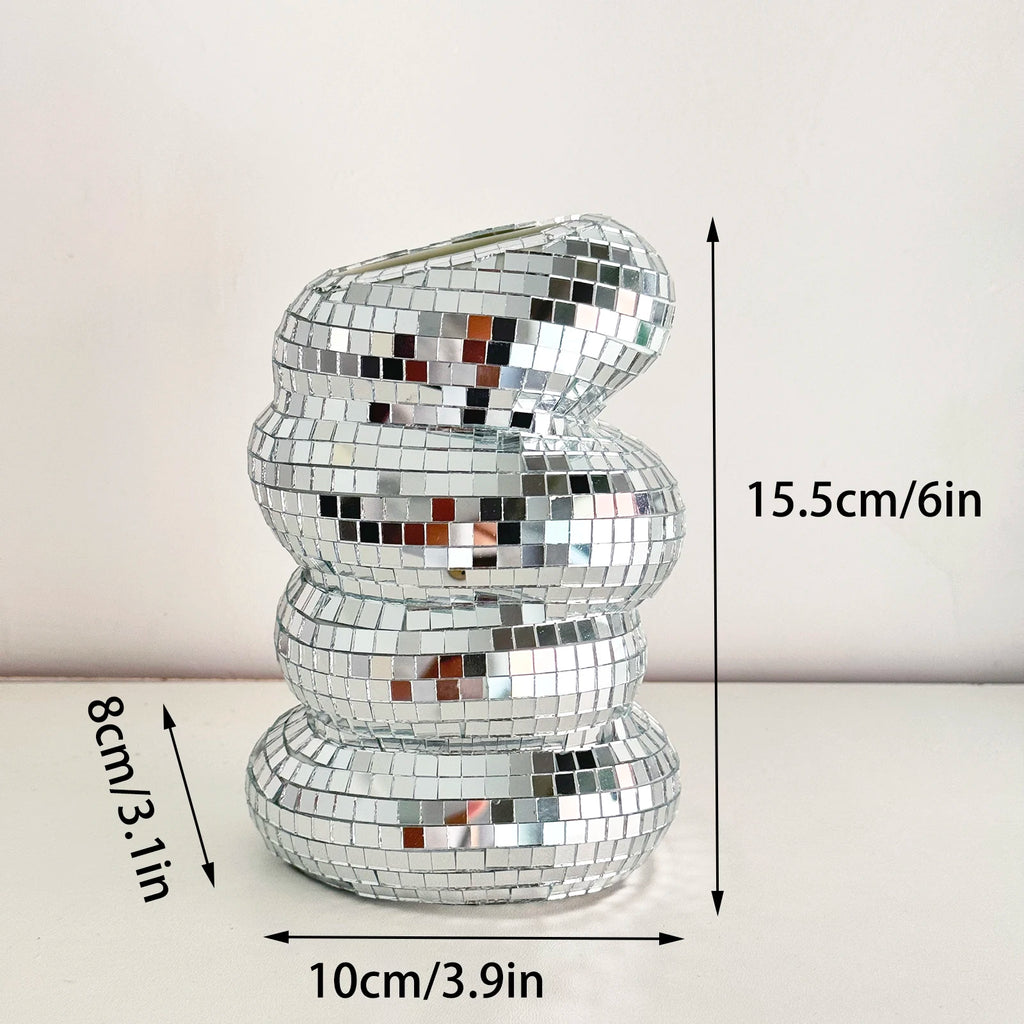 Disco Vase Modern Home Decoration Handmade Mirror Tile Flower Bottle Aesthetic Room Decor Funky Home Flower Vase Decor
