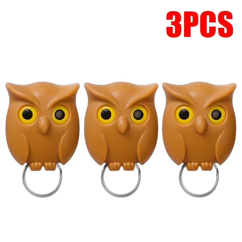 Magnetic Owl Key Holder – Self-Adhesive Wall Hook for Keys, Cute Home Decor with Strong Magnet, 1 or 3 PCS