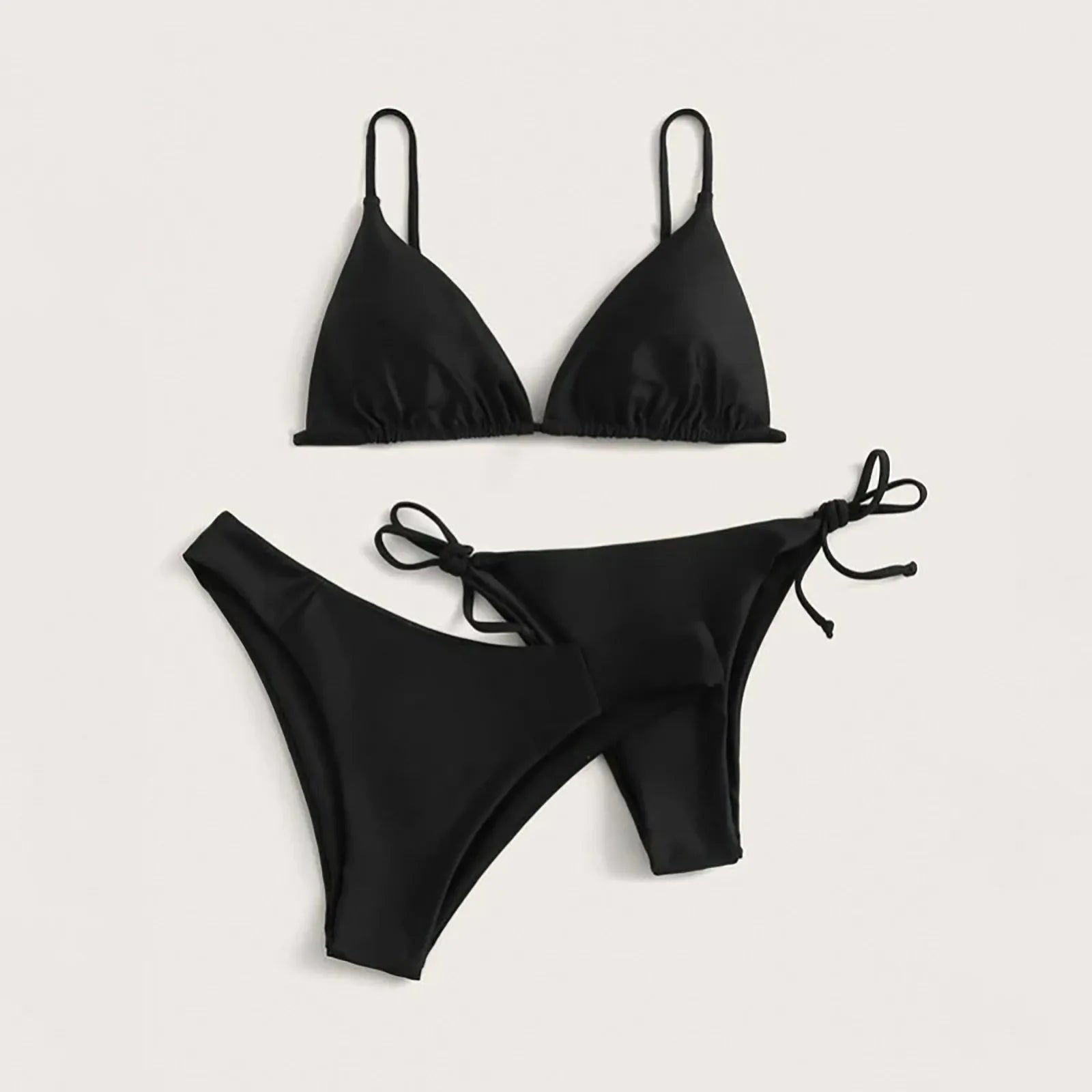Sexy 3 Pieces Set Swimwear Women Lace Up Micro Bikini Set Female Solid Low Waist Swimsuit Beachwear Bathing Suit