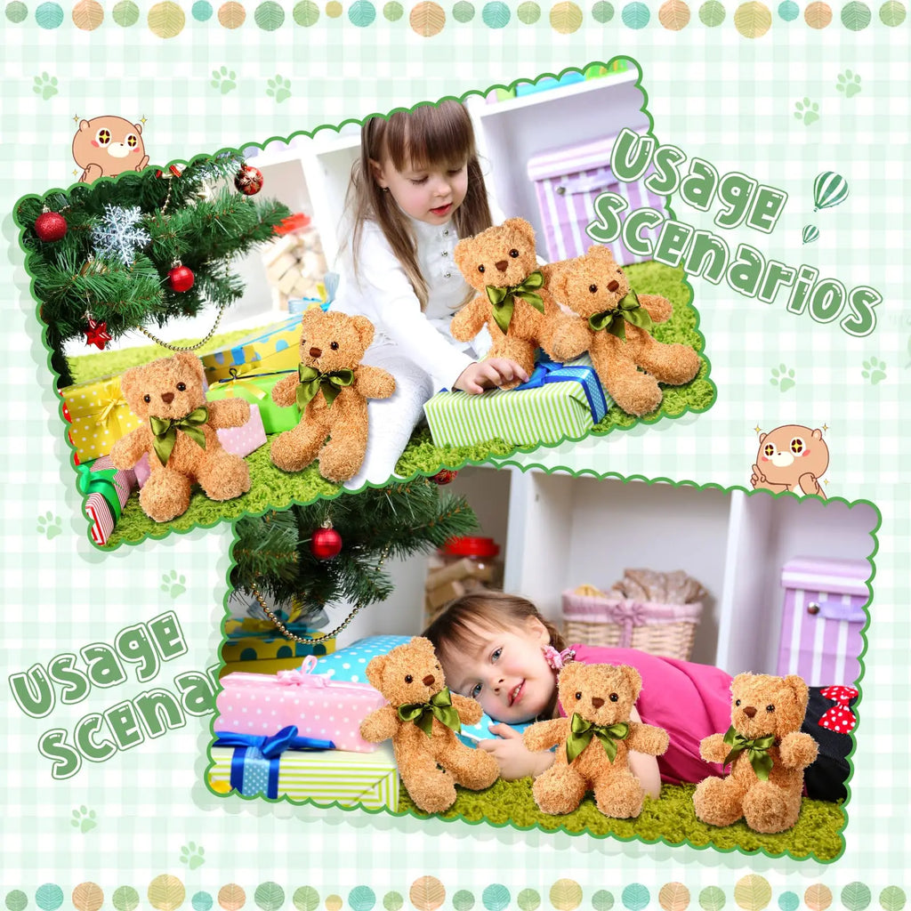 Bear Stuffed Animals Soft Plush Stuffed Bears Toy Gift Bulk with Bow Kids Graduation Baby Shower Birthday Party Gifts