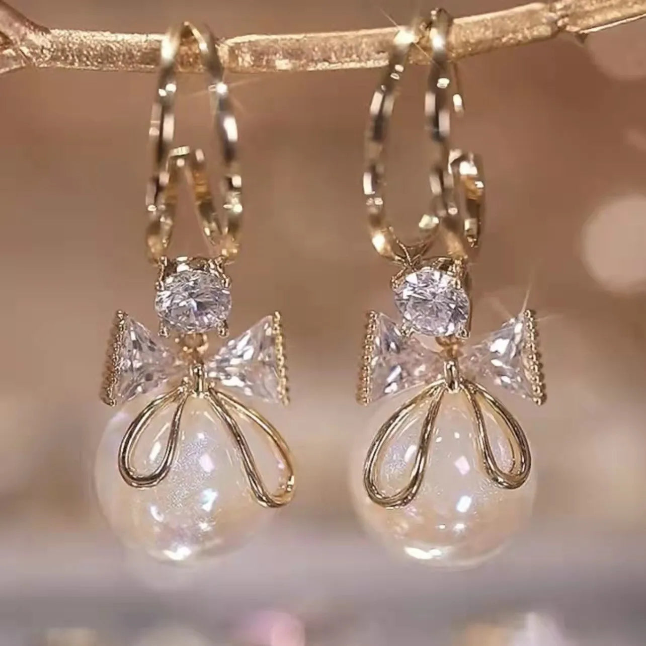 2PC Women's European and American Trendy Bow Earrings Outdoor Travel Carnival Banquet Party Festival Dressing Gift