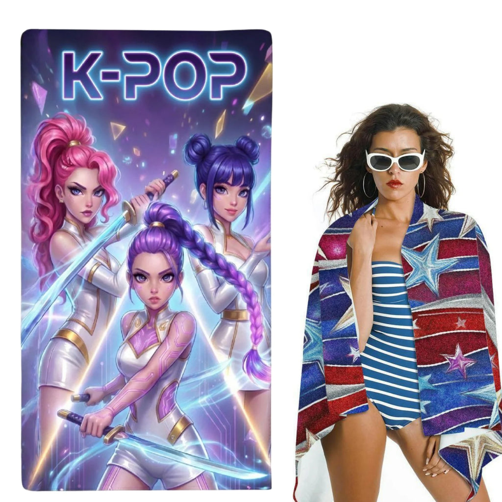 K-Pop Idol Print Large Size Beach Towel Quick Dry Anti-Sand Soft Comfortable Skin Friendly Unisex for Swimming Vacation