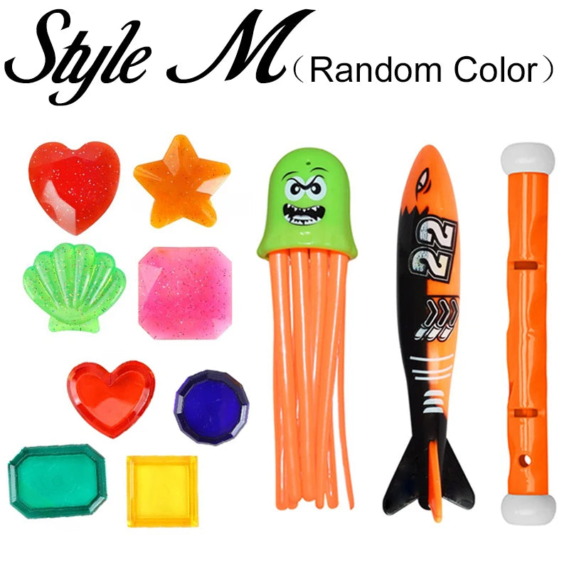 Summer Pool Diving Toys Set Colorful Creative Swim Circle Float Dive Game Set Underwater Grabbing Swimming Party Accessories ZYF
