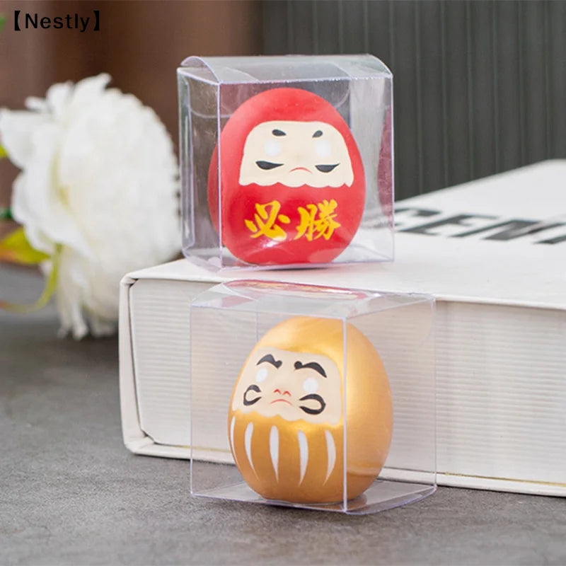 Ceramic Daruma Doll Crafts Inspired Wealth Prosperity Decor Lucky Charm Fortune Ornament Landscape Home Desk Decor〔Nest〕