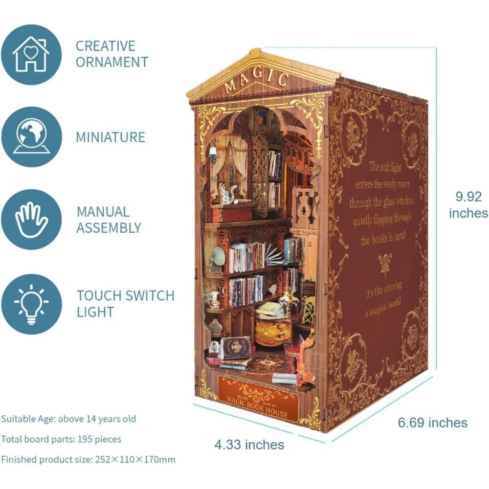 3D Decorative Book Nook with LED Miniature Diorama Inserts - DIY Crafts, Birthday Gifts, and Home Decor for Girls & Boys