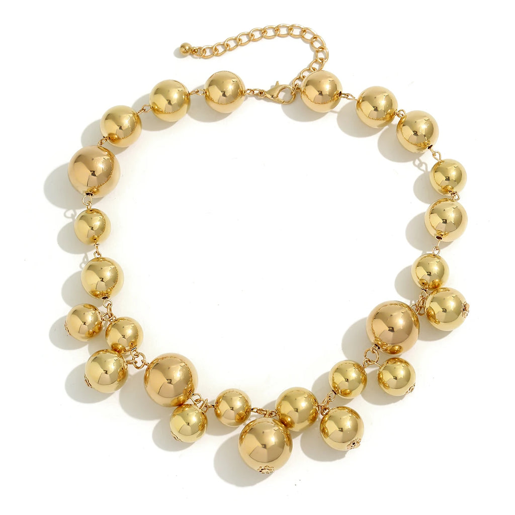 Exaggerated Acrylic CCB Big Ball Bead Chain Necklace for Women Wed Vintage Chunky Clavicle Choker Grunge Jewelry Steampunk Men