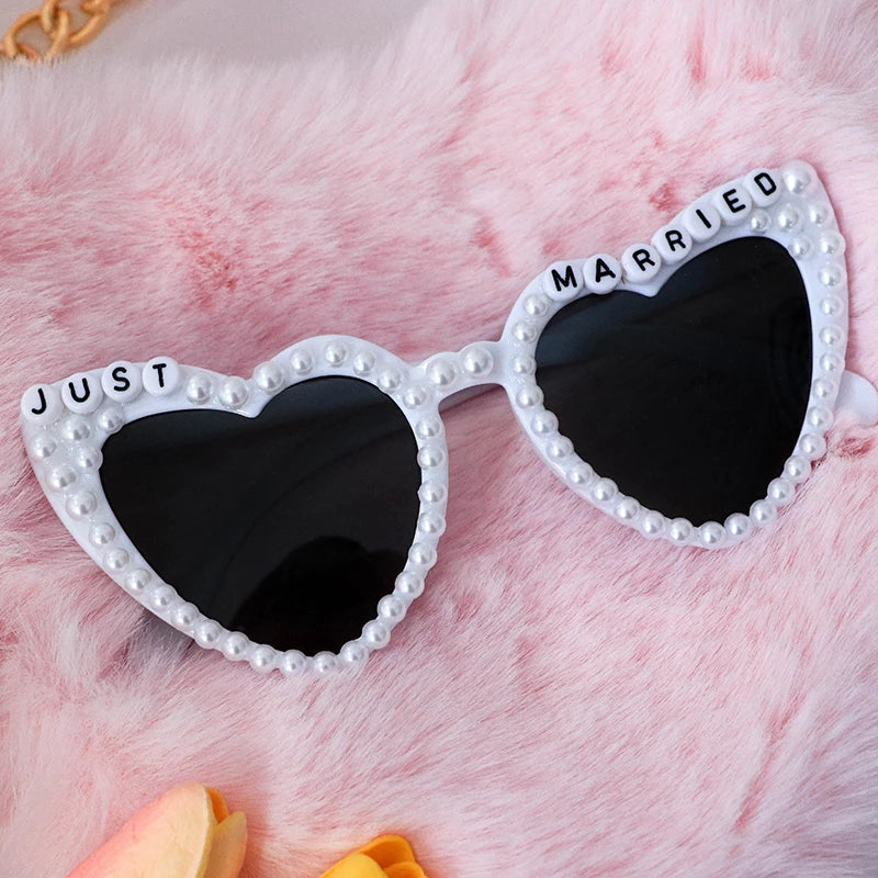 Pearl Just married sunglasses husband Wife bridal shower Newlywed couple bride groom Mr Mrs pool beach wedding Honeymoon gift