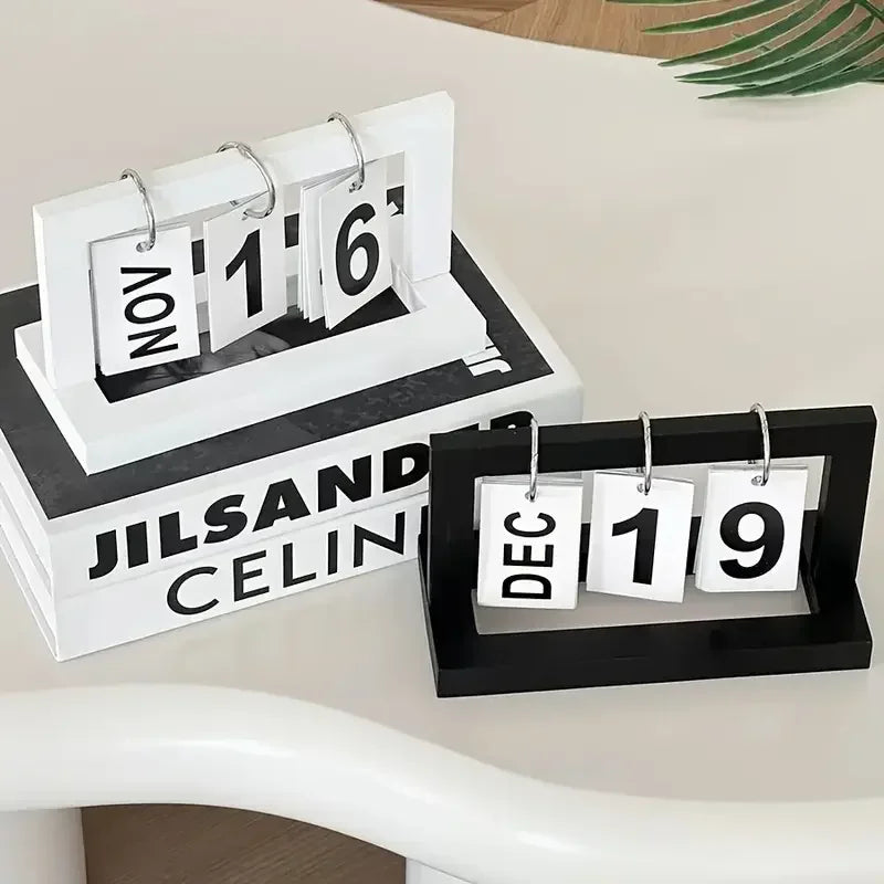 Ins Minimalist Style Living Room Office Decoration Wooden Calendar Ornament Modern Desk Accessories Simple Home Decor Crafts Gif
