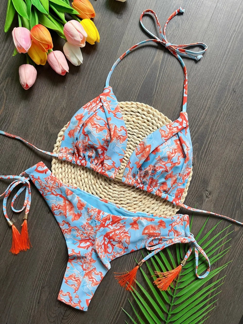 2022 Bikini Set Women Swimwear Push Up Swimsuit Bottom Print Brazilian Biquini Bathing Suit Swim Wear Beach
