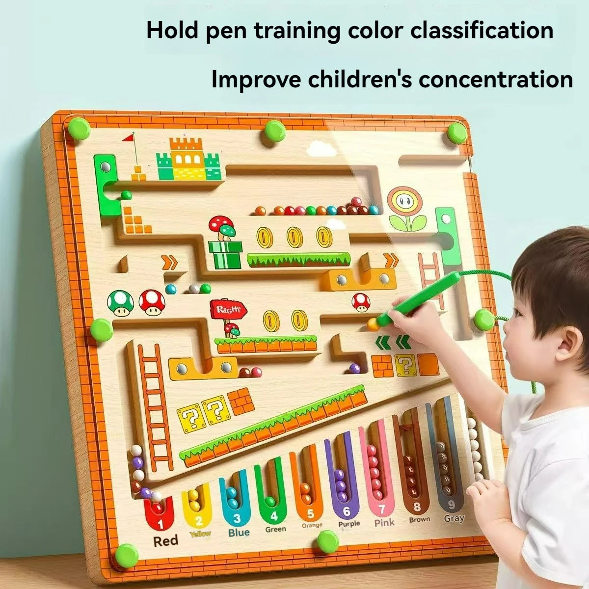 Children's Magnetic Maze Walking Ball Baby Concentration Training, Writing Logic Thinking 3 year Old Early Education Puzzle To