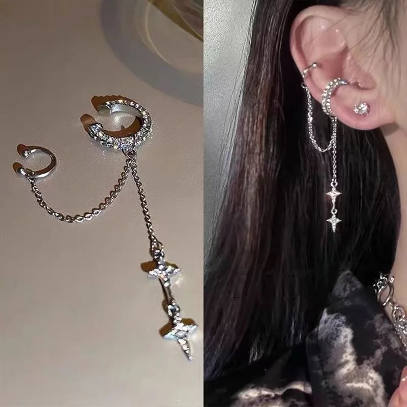 Fashion Exquisite Rhinestone Decor Ear Cuff earring for Woman Ear 2025 Summer New Arrival Christmas Jewelry Gift