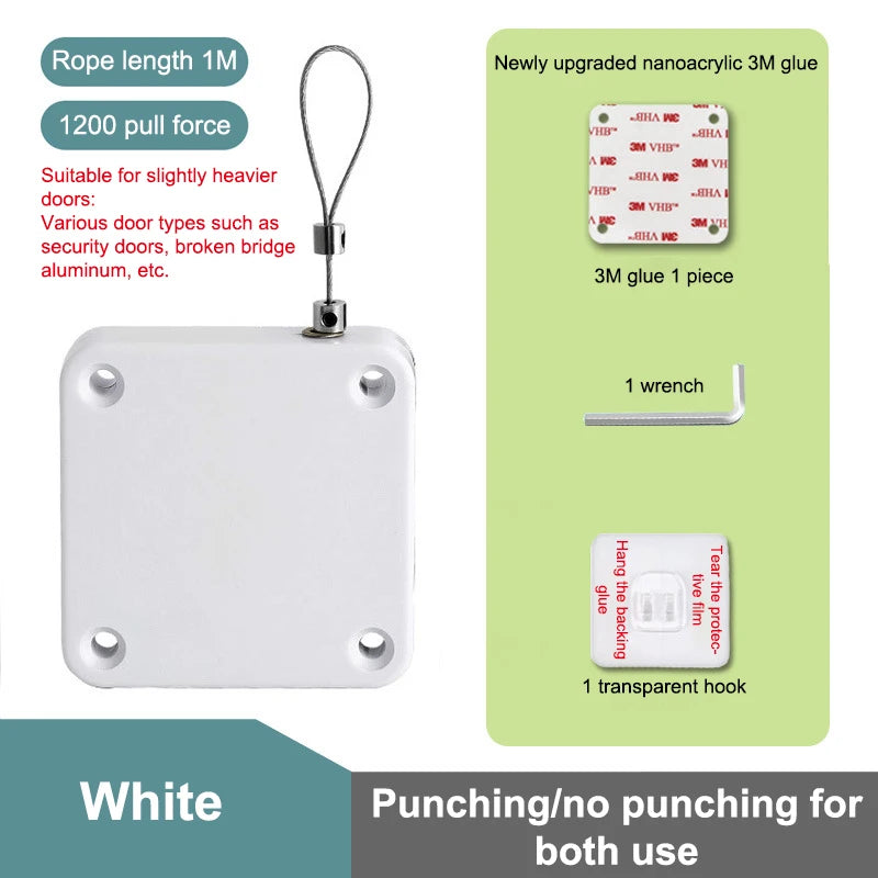 Sensor-Driven Automatic Door Closer; Punch-Free and Adjustable; Essential Home Improvement Door Stopper