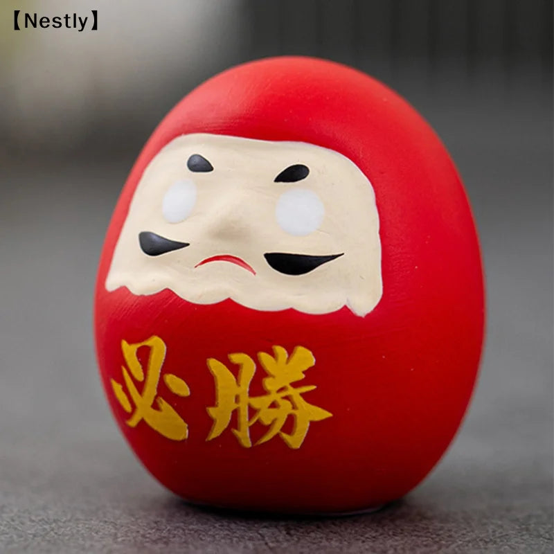 Ceramic Daruma Doll Crafts Inspired Wealth Prosperity Decor Lucky Charm Fortune Ornament Landscape Home Desk Decor〔Nest〕