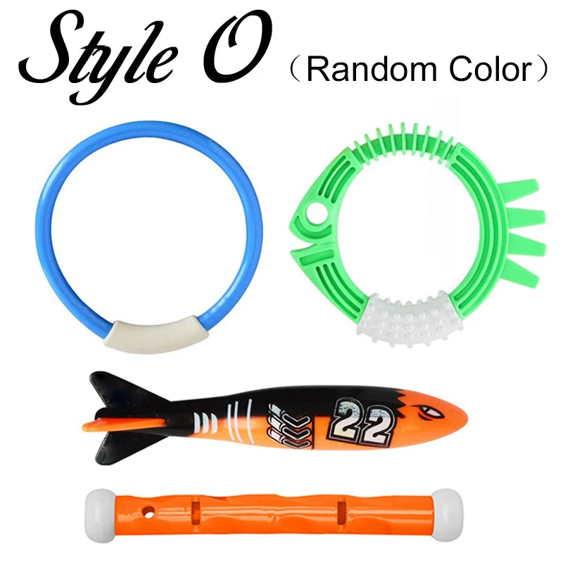 Summer Pool Diving Toys Set Colorful Creative Swim Circle Float Dive Game Set Underwater Grabbing Swimming Party Accessories ZYF