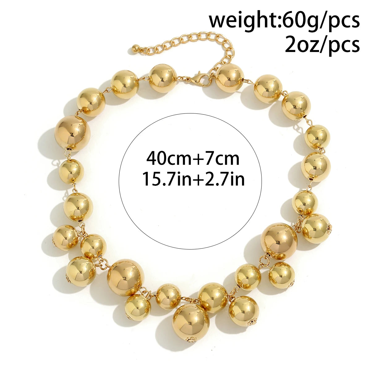 Exaggerated Acrylic CCB Big Ball Bead Chain Necklace for Women Wed Vintage Chunky Clavicle Choker Grunge Jewelry Steampunk Men