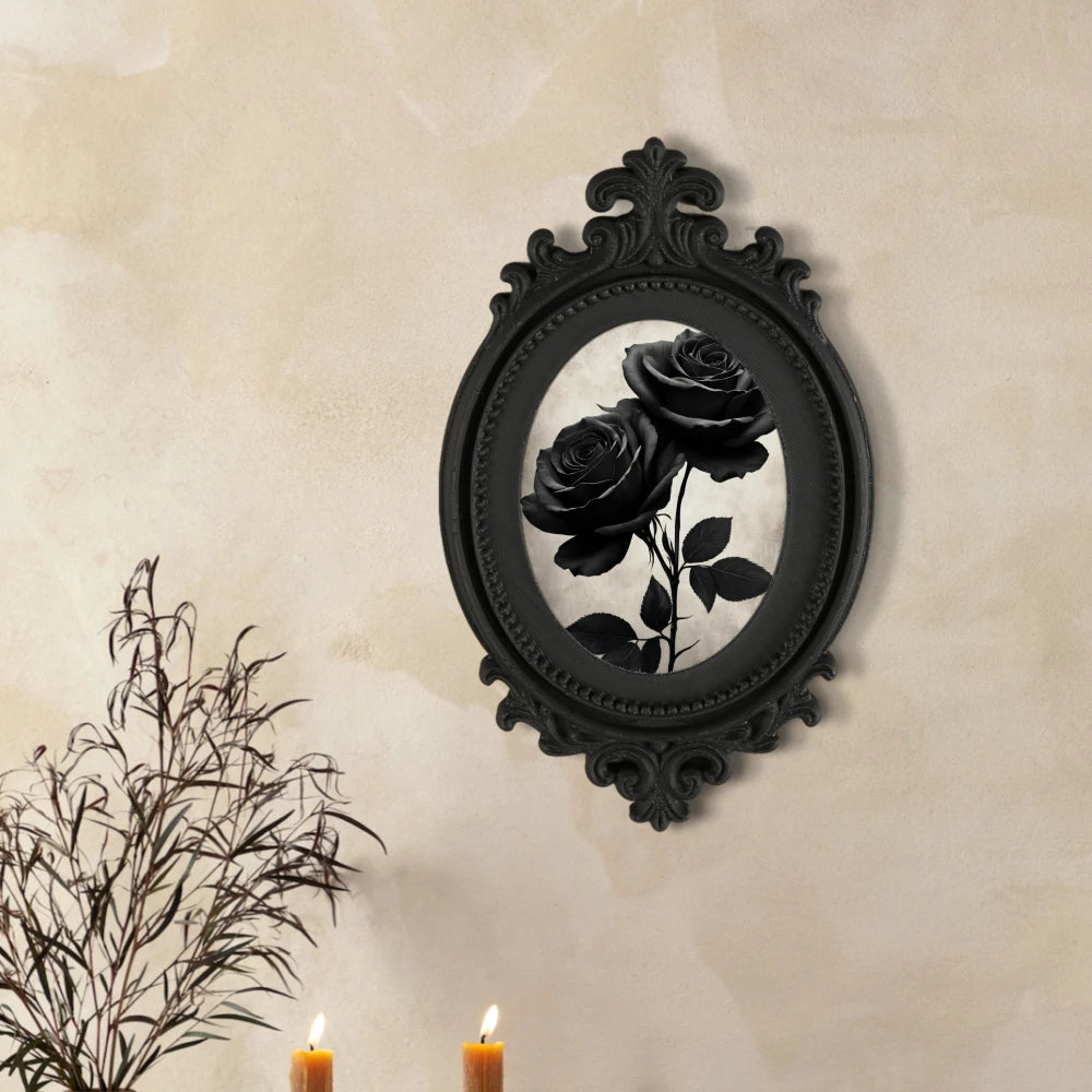 Cross-Border Dark Rose Oval Decor Frame For Gothic Retro-Style Wall Decoration Scenario