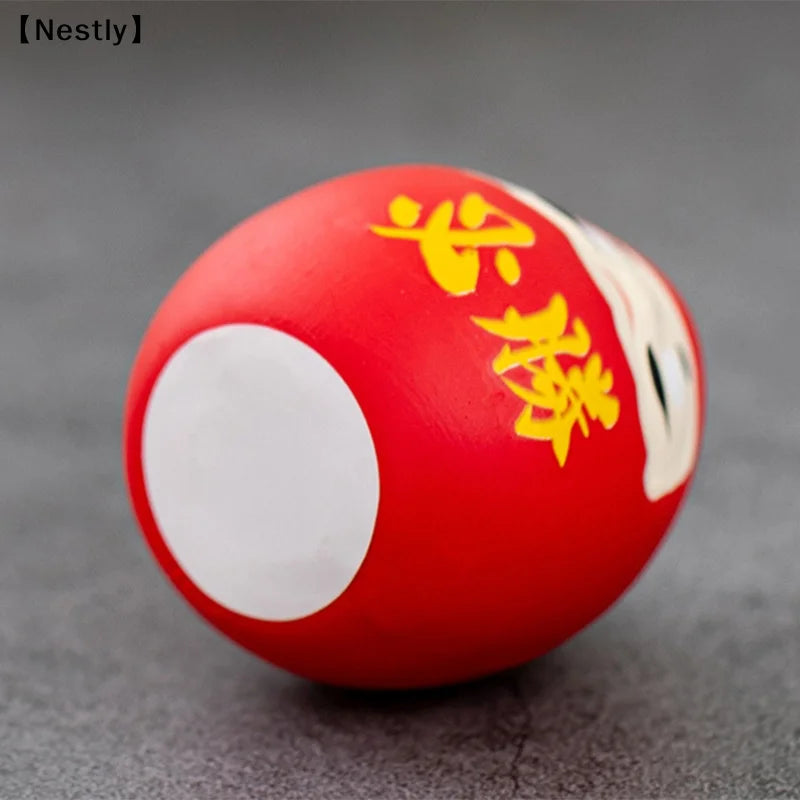 Ceramic Daruma Doll Crafts Inspired Wealth Prosperity Decor Lucky Charm Fortune Ornament Landscape Home Desk Decor〔Nest〕