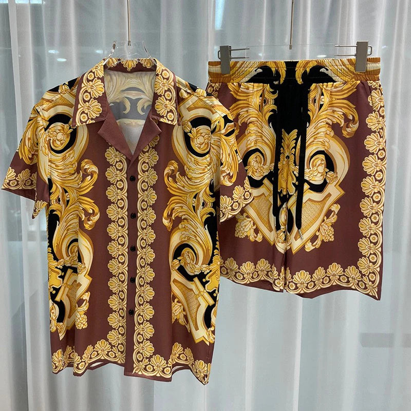 Summer Men Hawaiian Shirt Shirt Set 3d Print Vintage Silver Dragon Pattern Beach Short Sleeve Casual Shirt Oversize Beach Shorts