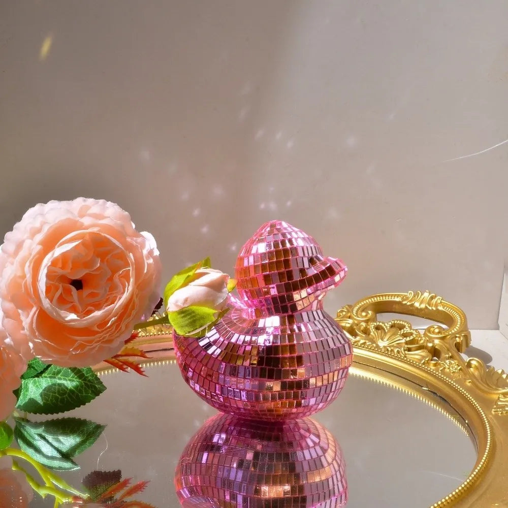 Decoration Desktop Disco Mirror Decorative Duck Mirror Glass Disco Ornament Disco Ball Duck Home Decor Mirror Disco Duck Home