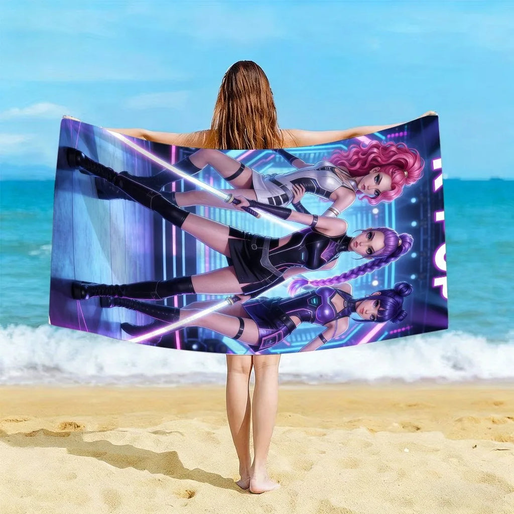 K-Pop Idol Print Large Size Beach Towel Quick Dry Anti-Sand Soft Comfortable Skin Friendly Unisex for Swimming Vacation