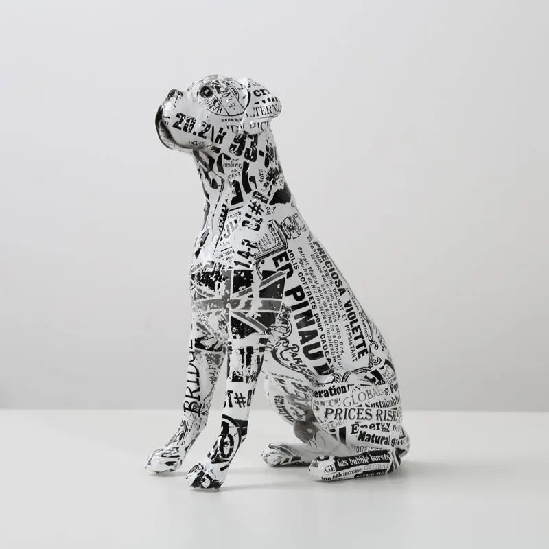 Creative Art Splash Color Painted  Room Color Boxer  Dog Ornaments Decor Home Entrance Wine Cabinet Office Decor Resin Crafts