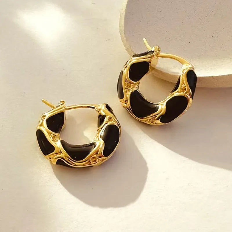 Stainless Steel Hoop Earrings for Women Girls Trendy Elegant Enamel Color Ear Loops Wedding Accessories Creative Jewelry Gifts