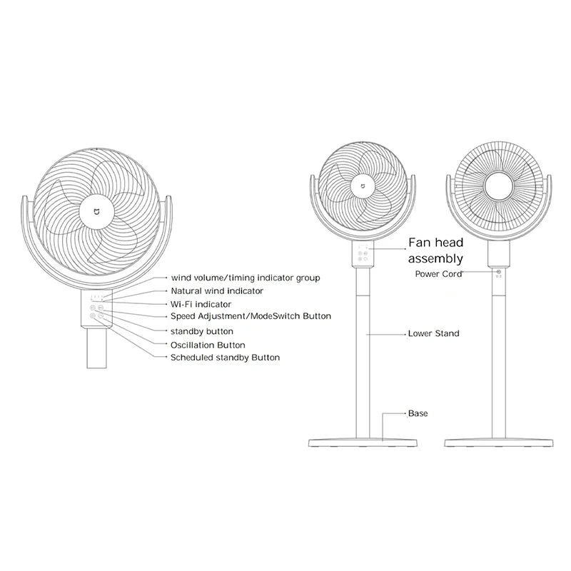 MIJIA Circulating Fan,120°+105° Smart Oscillating Floor Fans With App Control For Bedroom,Retractable,4 Speeds,2 Mode,CN Version