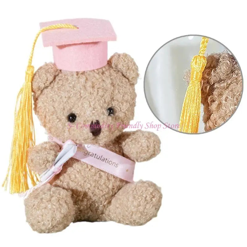 85AE Stuffed Bear in Bachelors Hat Graduation Hat Stuffed Bear Bachelors Party Souvenir