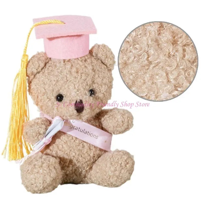 85AE Stuffed Bear in Bachelors Hat Graduation Hat Stuffed Bear Bachelors Party Souvenir