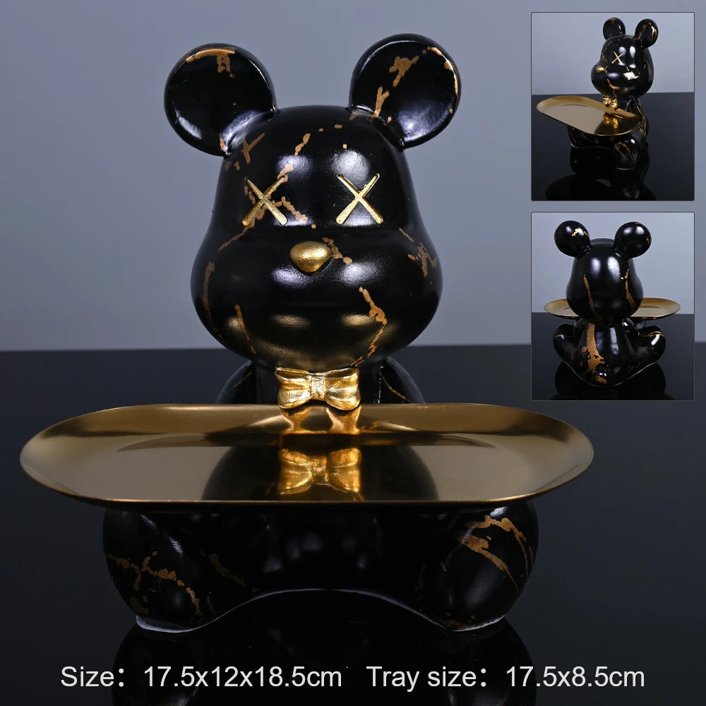Colorful Bear Statues and Sculptures Butler Figure Ornaments Interior Nordic Decorative Room Table Decoration Resin Crafts Gift