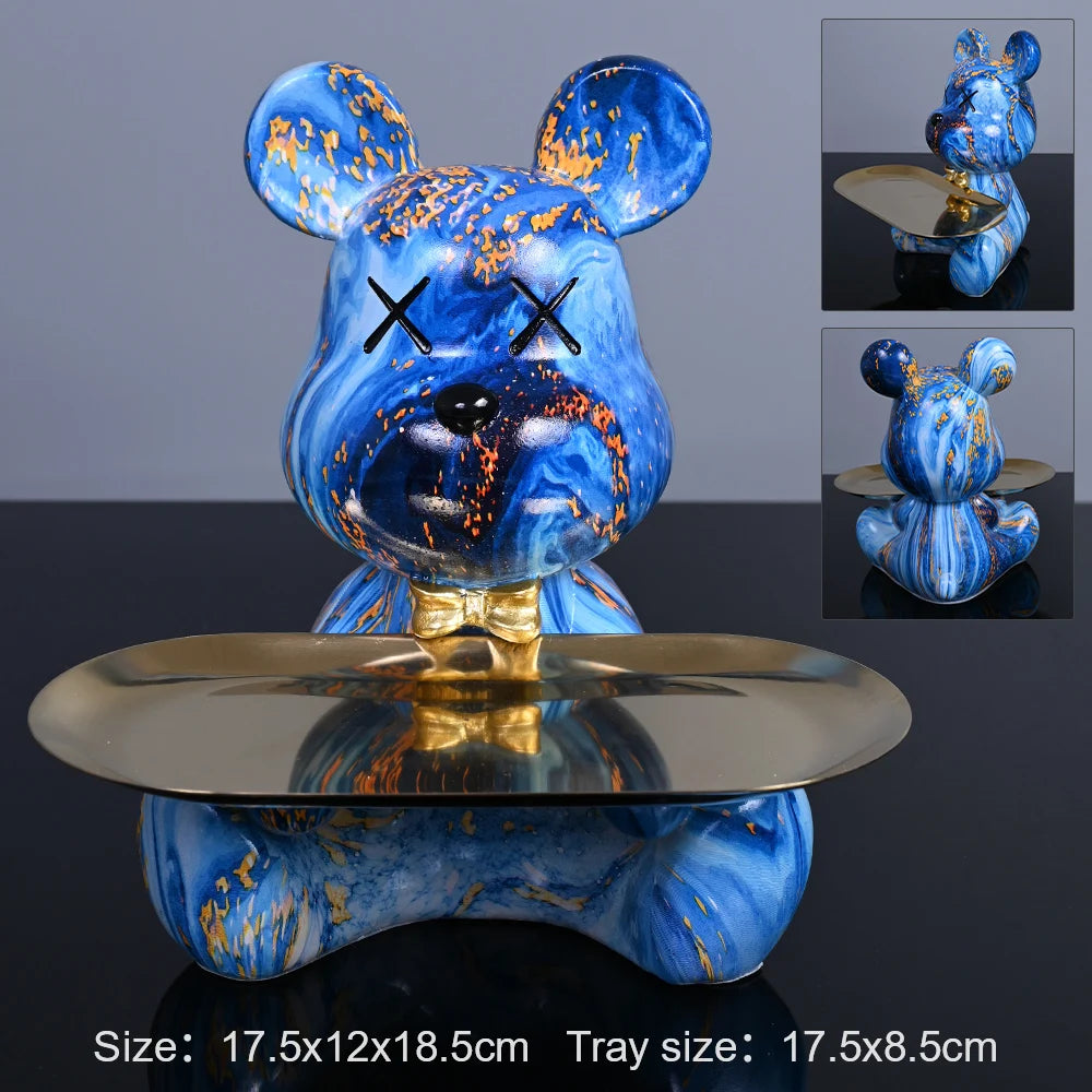 Colorful Bear Statues and Sculptures Butler Figure Ornaments Interior Nordic Decorative Room Table Decoration Resin Crafts Gift