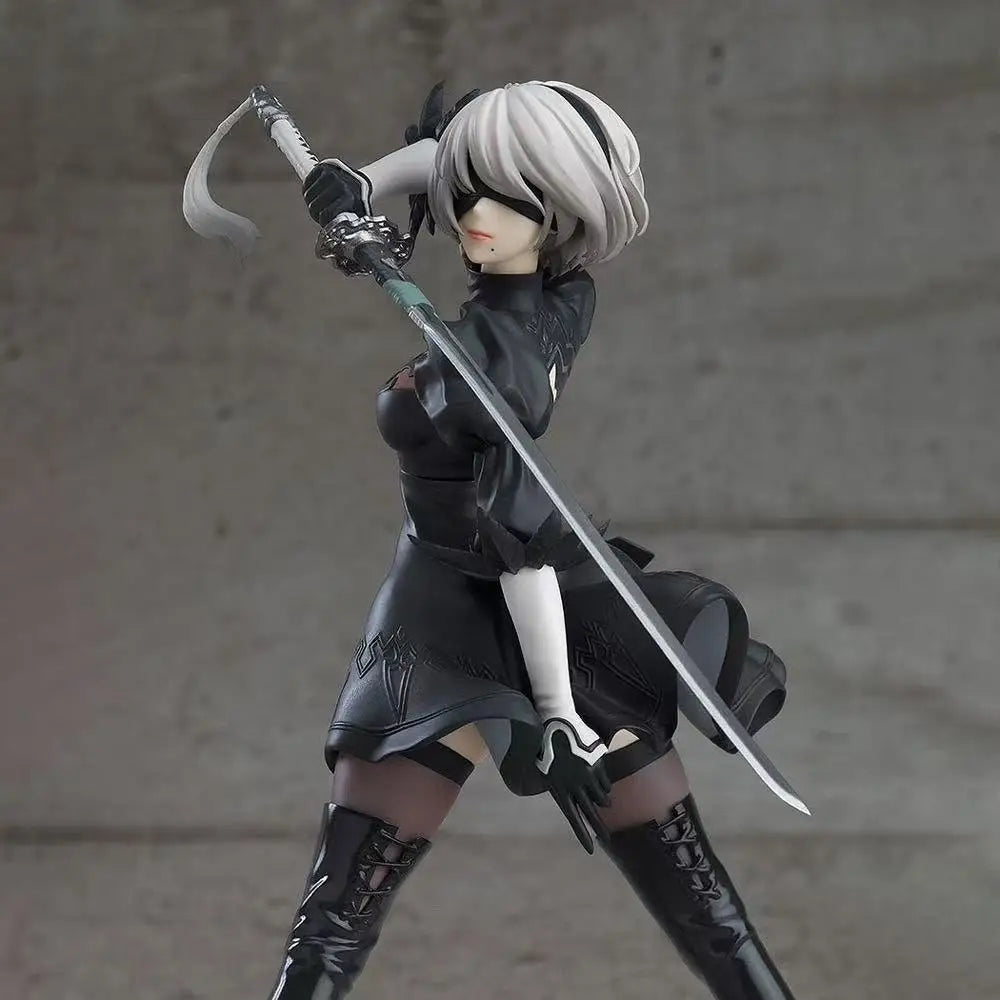 Hot 18CM Yorha 2B Black and White Series Anime Figure PVC Collectible Action Figures Model Doll Statuette Gift