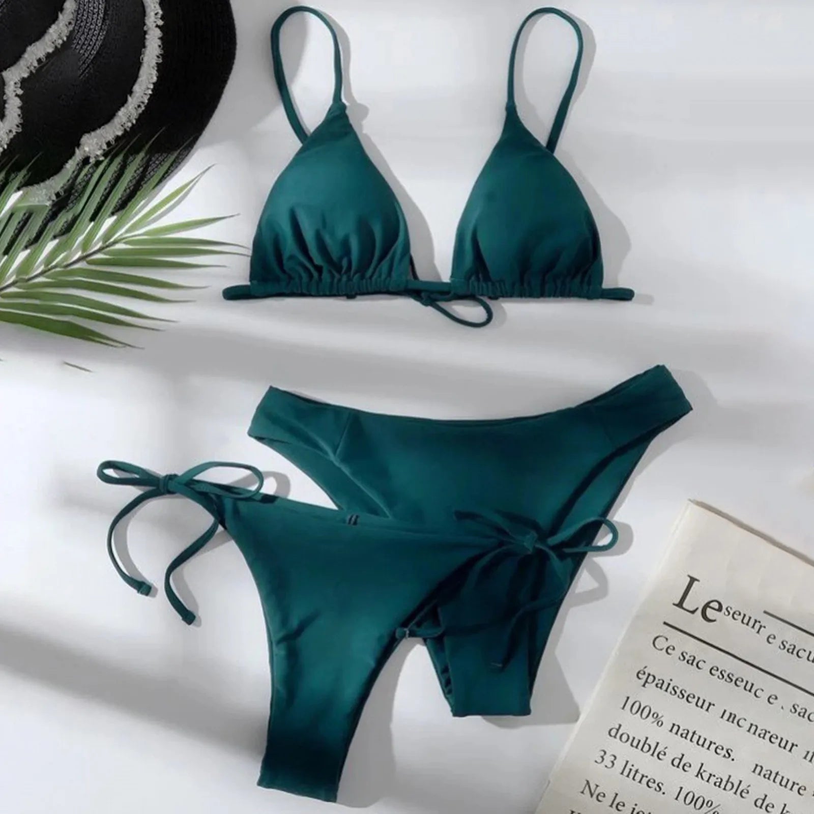 Sexy 3 Pieces Set Swimwear Women Lace Up Micro Bikini Set Female Solid Low Waist Swimsuit Beachwear Bathing Suit