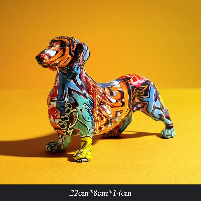 Creative  Home Modern Painted Colorful Dachshund Dog Decoration Wine Cabinet Office Decor Desktop  Crafts