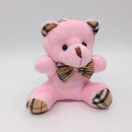 1PCS 10cm Plush Stuffed Bear with Bow Knotted Pendant Lovely 4 Colors Soft Toy Valentine's Day Gift for Children